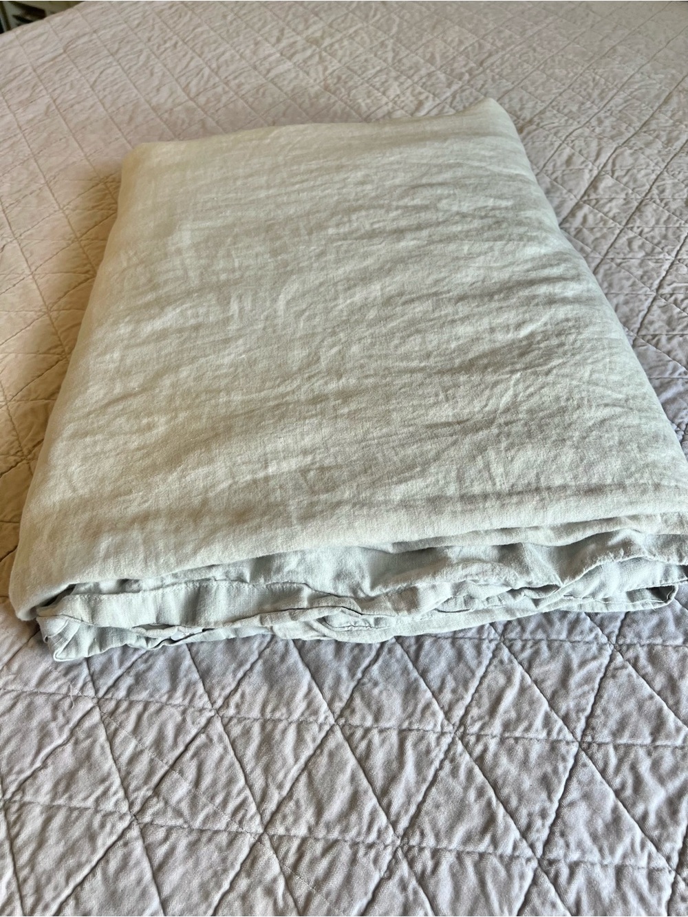 Quince European Linen King Cal King Duvet Cover Natural Chambray With Flaws